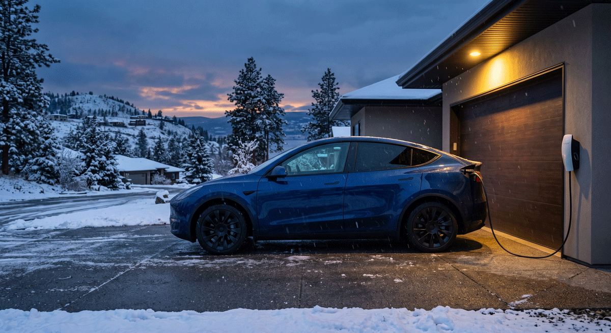 an electric vehicle plugged into a home
