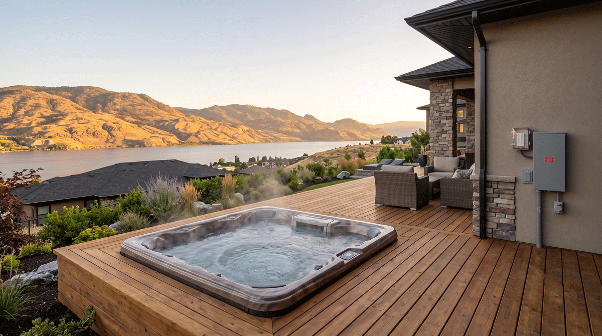 luxury backyard hot tub